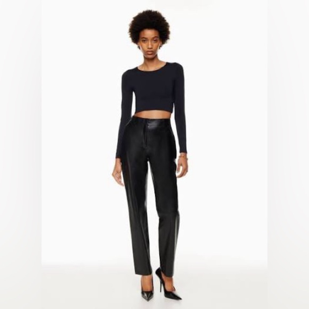 Babaton Black vegan leather full length pants size 2